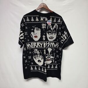 Liquid Blue Men's Black KISS Christmas Sweater Short Sleeve T-Shirt Size XXL